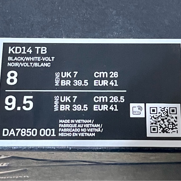 Nike KD 14 TB Black & White Men's Basketball Ball Sneaker Shoes Size 8 - Picture 10 of 10